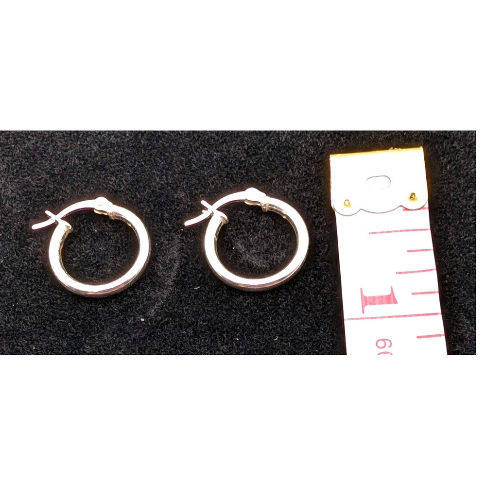 925 Sterling Silver Small Hoop Earrings High Polish Latch Back Minimalist 0.5"